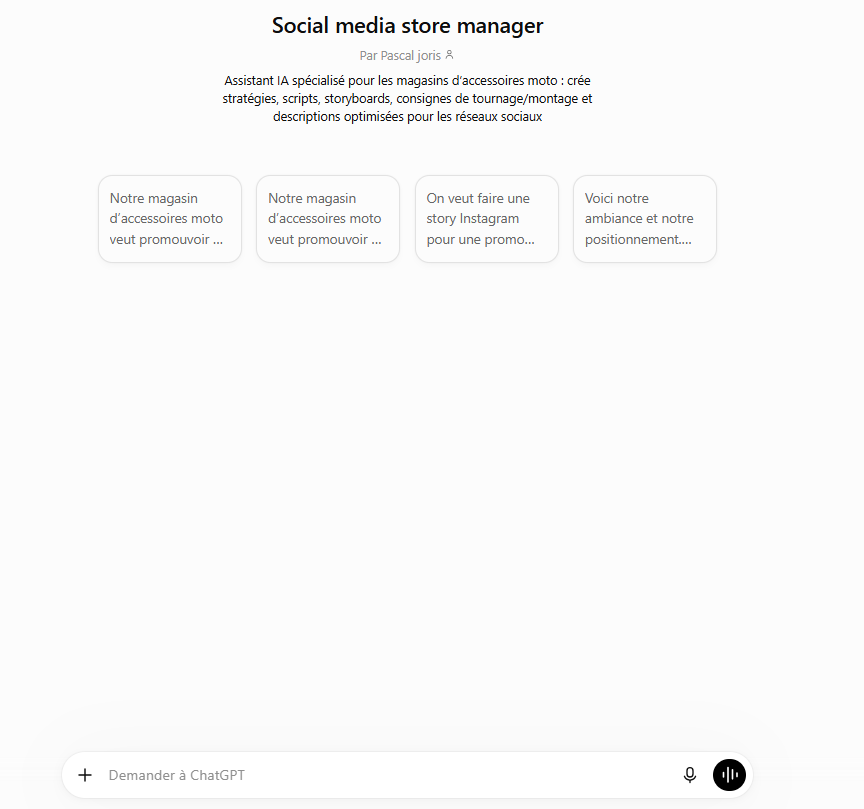 Exemple de production de l'assistant IA marketing